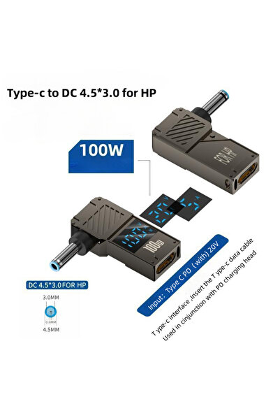 Choice11 4.5X3.0mm (for HP) PD100W Type-C to DC Plug Converter USB C to Lapto...