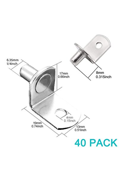 Choice 0.25 بوصة 40 قطعة دبابيس دعم الرفوف بقطر 1/4 بوصة: مشابك على شكل حرف L...
