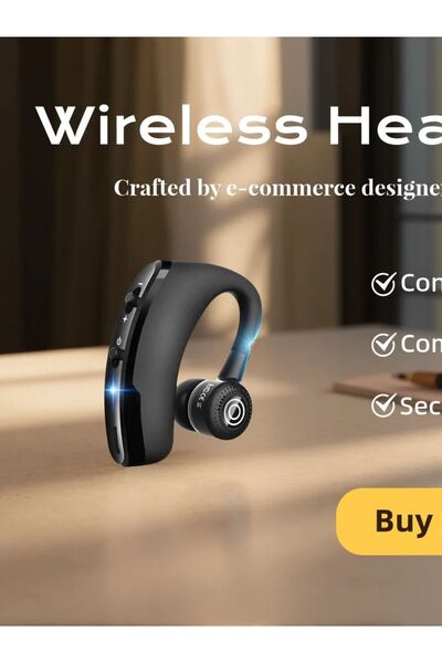 Choice Black Single-Ear Driving Bluetooth Earphone for Hands-Free Communicati...