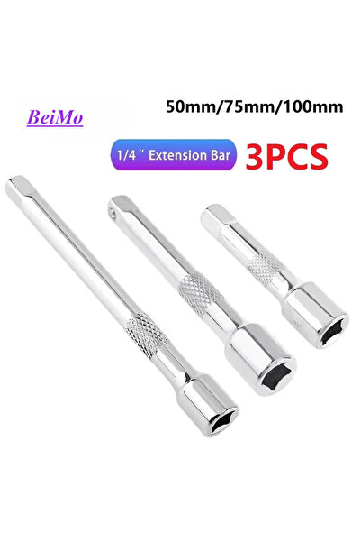 Choice 3pcs 1/4 Inch Socket Ratchet Wrench Extension Bar 50/75/100mm Long Bar...