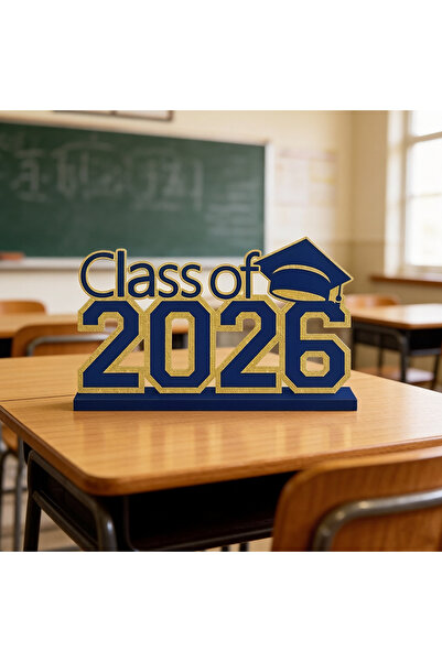 Choice زينة التخرج BY-13 لدفعة 2026، زينة خشبية للطاولة مع عبارات التهنئة، دي...