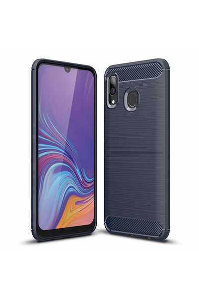 OEM Θήκη Σιλικόνης Carbon TPU Fiber Brushed Samsung Galaxy A30 / Galaxy A20 Μπλε
