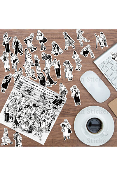 Choice 30PCS 30PCS Creative Simple Line Fashion Character Sticker Pack Waterp...