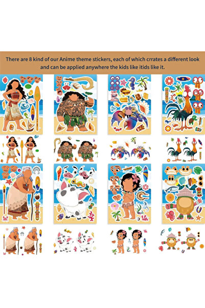 Choice 16sheets 8/16Sheets Disney Moana Maui Simea Puzzle Stickers DIY Make a...