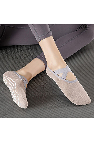 Choice Beige Women's Professional Yoga Socks Anti-Slip Sweat-Absorbent Breath...