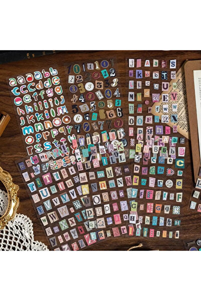 Choice 6 Sheets 6 Sheets Vintage Cartoon Alphabet Number Symbol Sticker Perfe...