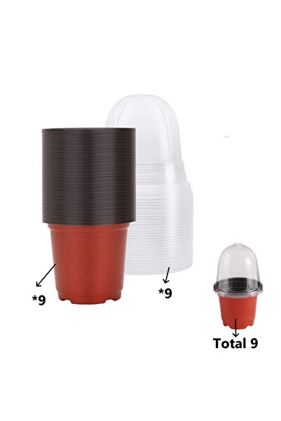 Choice (9 Pots 9 Lids) 18Pcs(9 Pots+9 Lids) Plant Nursery Pots with Humidity ...