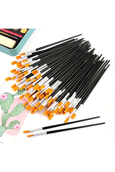 Choice 100pcs Flat brush 100pcs Synthetic Paint Brush Set, Flat & pointed Tip...