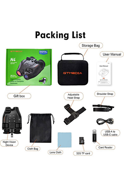 Choice1 with 32GB TF card Night Vision Binoculars with Head Mount Goggles Tel...