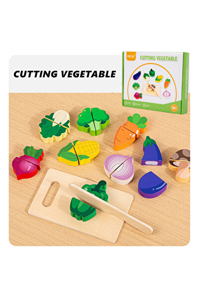 Choice3 Cutting Vegetables 1pc Wooden Kitchen Pretend Play Food Cutting Toy w...