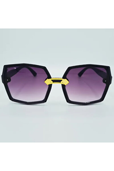 Matteo Ferari Women's Black Hexagonal Sunglasses with Purple Gradient Lenses ...