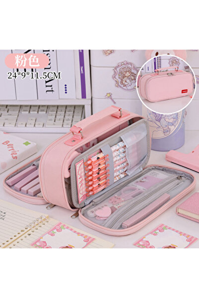 choice2 Pink Portable Pencil Case for Students - Durable Oxford Fabric Statio...