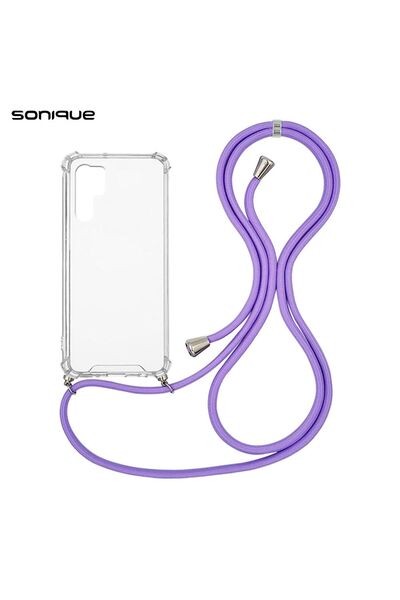 Sonique Θήκη Σιλικόνης με Κορδόνι Armor Clear Huawei P30 Pro Λιλά