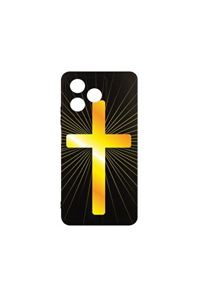 bestcase Husă pentru Xiaomi Redmi 13, Silicon subțire, Cruce aurie, Protecție...