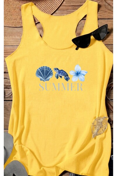 BUWOM Women's Swimmer Summer Oyster Printed Tank Top T-Shirt