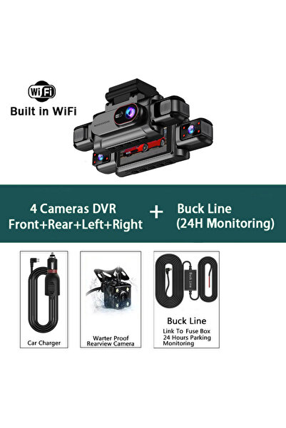 Choice1 كاميرا لوحة القيادة ZV64-4 Lens-BL رباعية القنوات مع واي فاي، تسجيل ف...