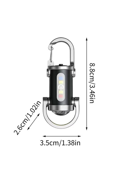 Choice 2508 Black Rechargeable Keychain Flashlights 800 Lumens EDC COB Work L...