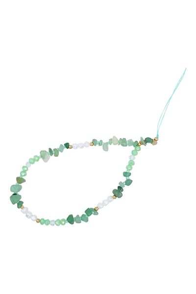 Sonique Βραχιόλι Λουράκι Milos από Πέτρα & Ακρυλικό 30cm για Κινητό Πράσινο