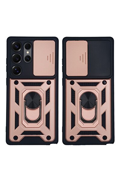 Sonique Θήκη Ring Armor CamPro για Samsung Galaxy S25 Ultra Ροζ Χρυσό