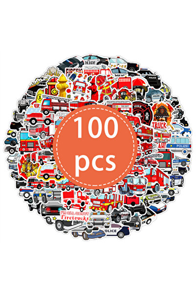 Choice 100 قطعة ملصقات سيارات الشرطة وشاحنات الإطفاء، ملصقات فينيل مقاومة للم...