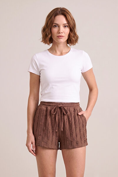 OBJE Women's Coffee Ruffle Shorts