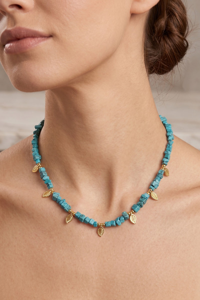 PETEK AKSESUAR Broken Stone Natural Stone Leaf Pendant