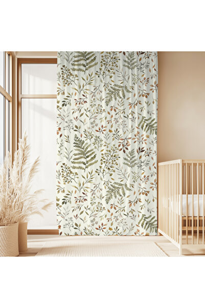 Hanna Home Lüks Krem 85 Floral Desenli Kadife Görünümlü Salon Fon Perde | Lük...