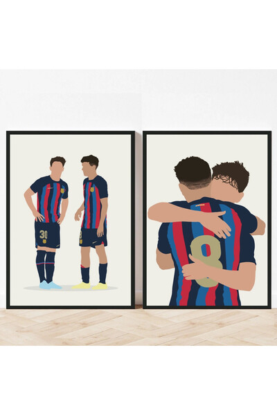 Boomah Accessories Set of 2, Pablo Gavi and Pedri Barcelona Minimal Illustrat...