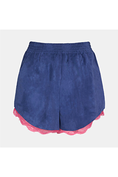 Desa Women's Blue Lace Detailed Suede Shorts