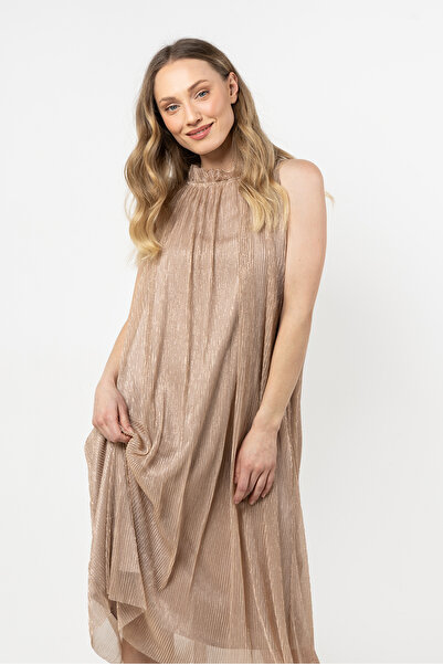 Awama Midi dress awama, gold, Polyester/ Elastane, L-XL INTL
