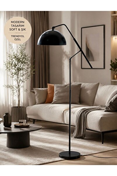Emg DesiGn Modern Metal Başlık Lambader Siyah Metal Dekoratif Şık Salon Oturm...
