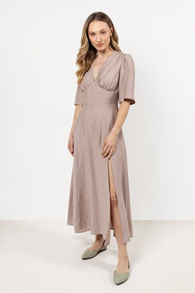 Awama Rochie midi awama, raion/nailon, bej, S INTL