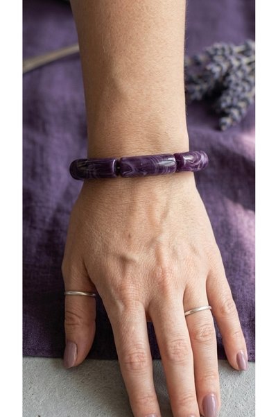 lotusbybuket Purple Color Natural Stone Flexible Bohemian Style Bracelet