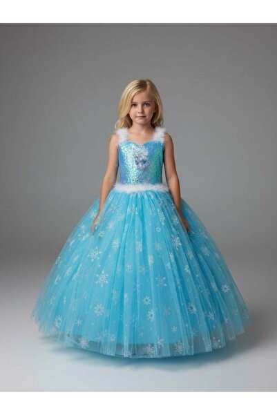 Zekids Girl's Snowflake Detailed Princess Evening Dress