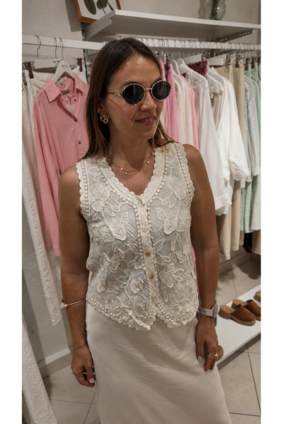 JANNA BUDAK BOUTİQUE Premium 100% Pamuklu Dantel Bluz
