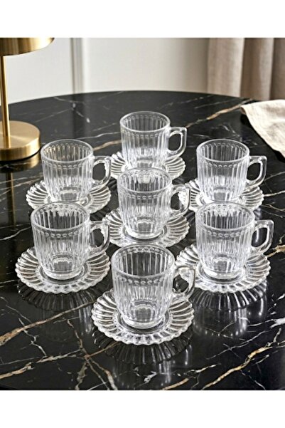 çukurova home 6-Piece Tea and Coffee Set with Handle and Saucer (100 ml)