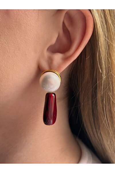 Charmist Red Pearl Detail Acrylic Earrings