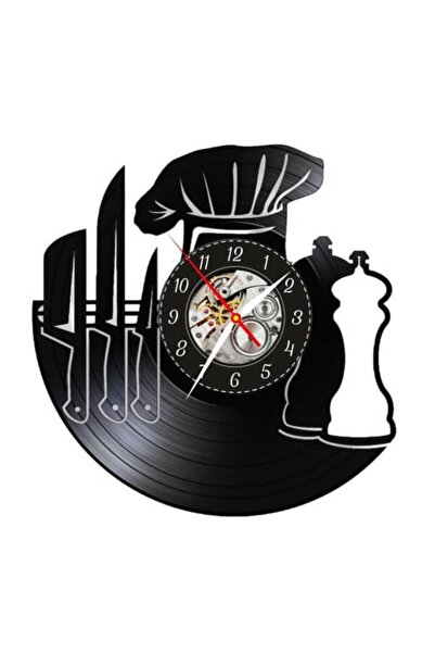 OEM Vinyl record wall clock, Chef / Kitchen Theme, Design with Chef's Hat, Kn...