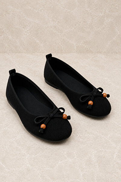 Demirsa Boutique Women's Black Bow Ballerina Ballet