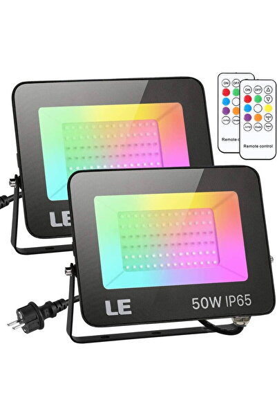 LEPRO Set 2 Proiectoare LED RGB de podea Lepro, Telecomandă, 50W, Impermeabil...