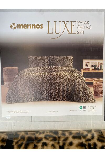 Merinos luxe yatak örtüsü çift kişilik leopar