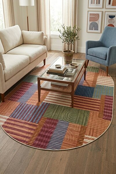 Raschel Carpet Οβάλ Μποέμ Αντιολισθητικό Χαλί Ειδικής Σειράς, Ανθεκτικό στους...