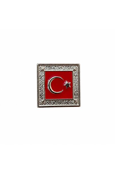 Ö ÖZMERT ASKERİ MALZEME Türk Bayrağı Gümüş-Kırmızı Kare Çerçeve