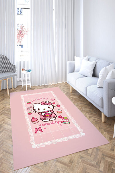 EVSEHOMES DANTELLİ HELLO KİTTY DESENLİ ÇOCUK ODASI HALI