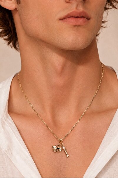 Camellie KY Jewels Cat & Fishbone | Altın Kaplama Kedi & Kılçık Charm Unisex ...