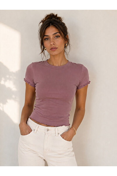 kayzn.tr Kadın Fit Crop Tshirt Basic Bluz