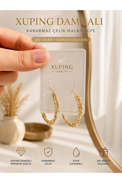 melisaccessoriess XUPING Çelik Halka Küpe Kararmaz