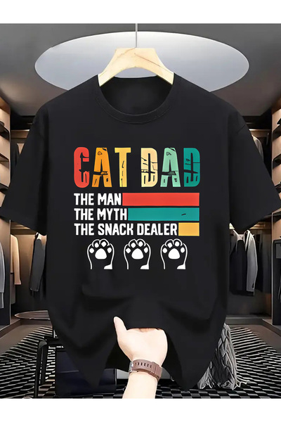 yiou trendy clothing تي شيرت رجالي بنمط Cat Dad
