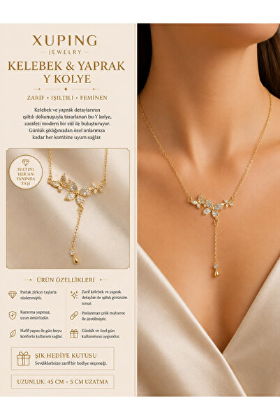 xUPING BURCU JEWELRY Kelebek Detaylı Y Kolye