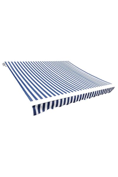 vidaxl Ύφασμα τέντας, μπλε/λευκό, 4,5x3 μ (δεν περιλαμβάνεται το πλαίσιο)